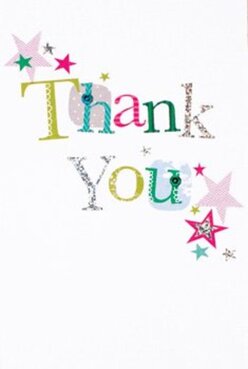 Vivid and festive, this thank you card brings together a joyful palette inspired by the colourful shopfronts and community energy of Colindale Broadway. The words 'Thank You' are appliquéd boldly in a medley of vibrant hues-sunny yellow, electric blue, zesty green-each letter unique with dainty polka dots, tiny stitched borders, or a shimmering coat of silver glitter. Scattered across the corners are bright stars in magenta, teal, and gleaming gold, reminiscent of confetti floating through the air after a joyful celebration or a carnival parade along Colindeep Lane. The white background offers a calm, gallery-like space, making the lively details stand out with cheerful clarity. Running your fingertips over the card, you can almost feel the texture-the subtle raised ink and glinting surfaces. It recalls the pleasure of selecting a bespoke arrangement from Colindale Flowers, where each piece is crafted with heartfelt care and artistry. This card's energetic design is a natural match for a vibrant bouquet, creating a duo that exudes warmth and sincerity, perfect for gratitude that wants to be both seen and felt in the local community.